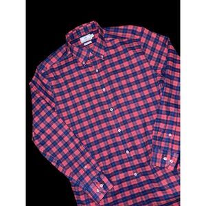 Southern Tide Intercoastal Men's LG Charleston Red Navy Plaid Button Shirt‎